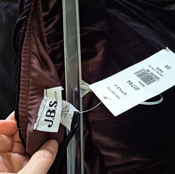 Vintage Brown Velour Maxi Skirt Pull On Elastic Waist Women's 2XL Bohemian NEW - Picture 4 of 8